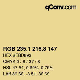 Código de color: RGB 235.1 216.8 147 | qconv.com