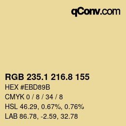 カラーコード: RGB 235.1 216.8 155 | qconv.com