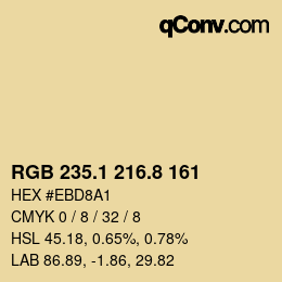 カラーコード: RGB 235.1 216.8 161 | qconv.com