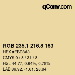 カラーコード: RGB 235.1 216.8 163 | qconv.com
