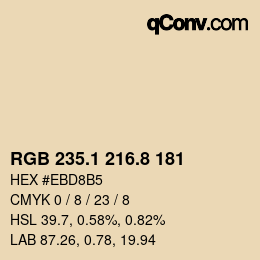 Color code: RGB 235.1 216.8 181 | qconv.com