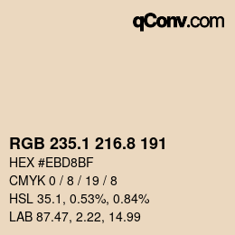Color code: RGB 235.1 216.8 191 | qconv.com