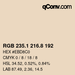 Color code: RGB 235.1 216.8 192 | qconv.com