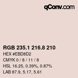 Código de color: RGB 235.1 216.8 210 | qconv.com