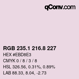 カラーコード: RGB 235.1 216.8 227 | qconv.com