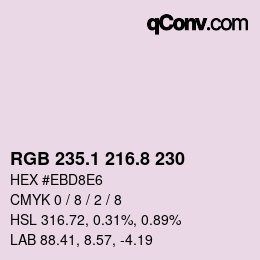 Color code: RGB 235.1 216.8 230 | qconv.com