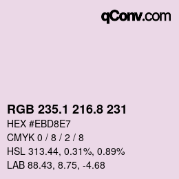Código de color: RGB 235.1 216.8 231 | qconv.com