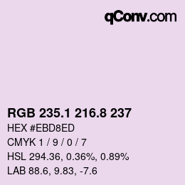 カラーコード: RGB 235.1 216.8 237 | qconv.com
