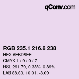 Color code: RGB 235.1 216.8 238 | qconv.com