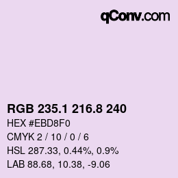 Color code: RGB 235.1 216.8 240 | qconv.com