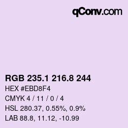Color code: RGB 235.1 216.8 244 | qconv.com