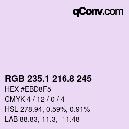 Color code: RGB 235.1 216.8 245 | qconv.com