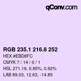Color code: RGB 235.1 216.8 252 | qconv.com