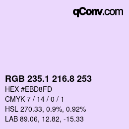 Color code: RGB 235.1 216.8 253 | qconv.com