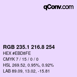 Color code: RGB 235.1 216.8 254 | qconv.com
