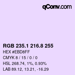 Color code: RGB 235.1 216.8 255 | qconv.com