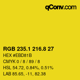 カラーコード: RGB 235.1 216.8 27 | qconv.com