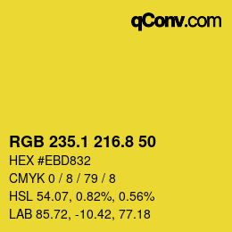 カラーコード: RGB 235.1 216.8 50 | qconv.com