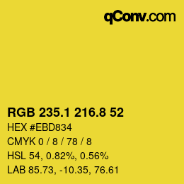 カラーコード: RGB 235.1 216.8 52 | qconv.com