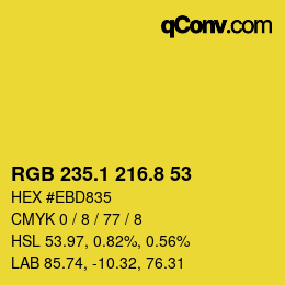 カラーコード: RGB 235.1 216.8 53 | qconv.com