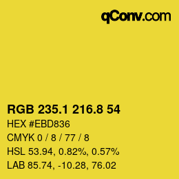カラーコード: RGB 235.1 216.8 54 | qconv.com