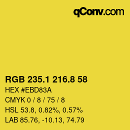 カラーコード: RGB 235.1 216.8 58 | qconv.com
