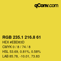 カラーコード: RGB 235.1 216.8 61 | qconv.com