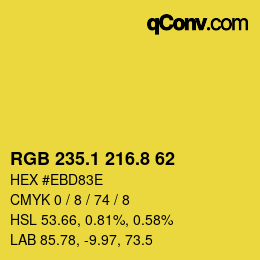 カラーコード: RGB 235.1 216.8 62 | qconv.com