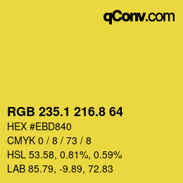 カラーコード: RGB 235.1 216.8 64 | qconv.com