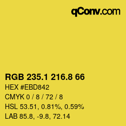カラーコード: RGB 235.1 216.8 66 | qconv.com