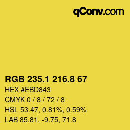 カラーコード: RGB 235.1 216.8 67 | qconv.com