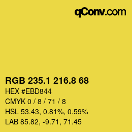カラーコード: RGB 235.1 216.8 68 | qconv.com
