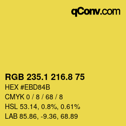 カラーコード: RGB 235.1 216.8 75 | qconv.com