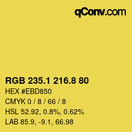 カラーコード: RGB 235.1 216.8 80 | qconv.com
