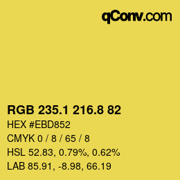 カラーコード: RGB 235.1 216.8 82 | qconv.com