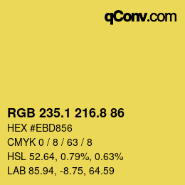 カラーコード: RGB 235.1 216.8 86 | qconv.com