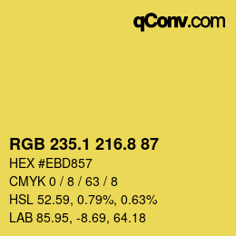 カラーコード: RGB 235.1 216.8 87 | qconv.com