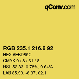 カラーコード: RGB 235.1 216.8 92 | qconv.com
