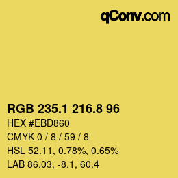 カラーコード: RGB 235.1 216.8 96 | qconv.com