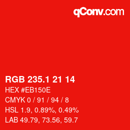 カラーコード: RGB 235.1 21 14 | qconv.com