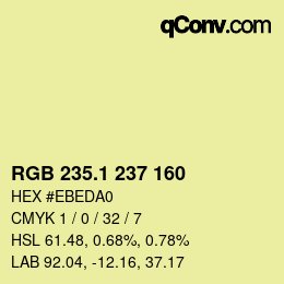 カラーコード: RGB 235.1 237 160 | qconv.com
