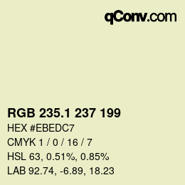 カラーコード: RGB 235.1 237 199 | qconv.com