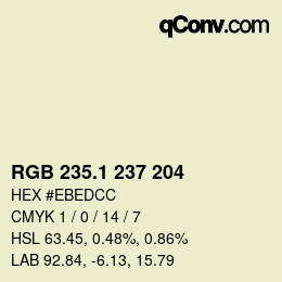 カラーコード: RGB 235.1 237 204 | qconv.com