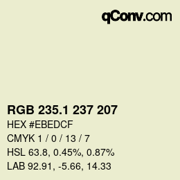 カラーコード: RGB 235.1 237 207 | qconv.com