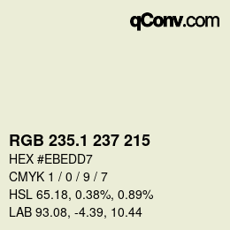 Color code: RGB 235.1 237 215 | qconv.com