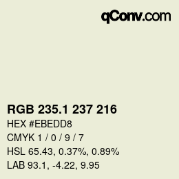 カラーコード: RGB 235.1 237 216 | qconv.com