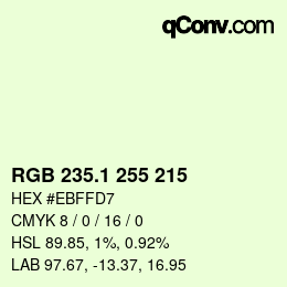 Color code: RGB 235.1 255 215 | qconv.com