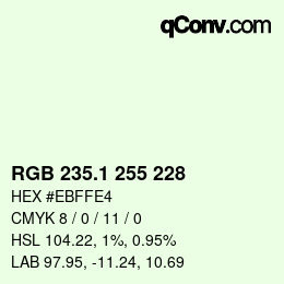 カラーコード: RGB 235.1 255 228 | qconv.com