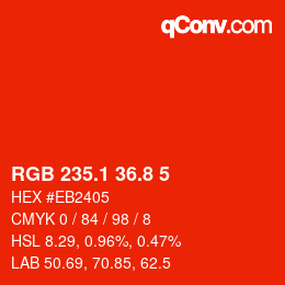 カラーコード: RGB 235.1 36.8 5 | qconv.com