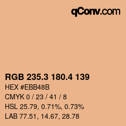 カラーコード: RGB 235.3 180.4 139 | qconv.com